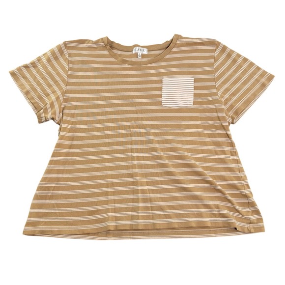 Lake Tan White Stripe Knit Cropped Wide Leg Lounge Pants Women L - Picture 2 of 13